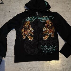Ed Hardy Black Hoodie with Tiger Design